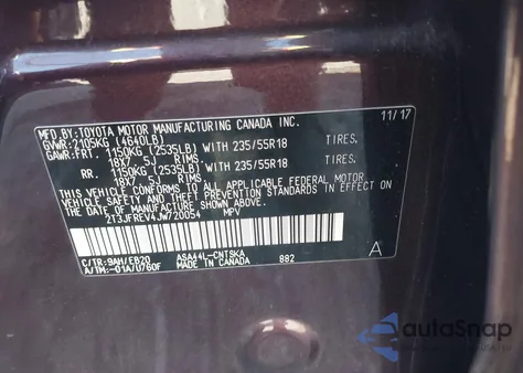 2018 Toyota Rav4 Se z USA, uszkodzony, nr VIN 2T3JFREV4JW720054